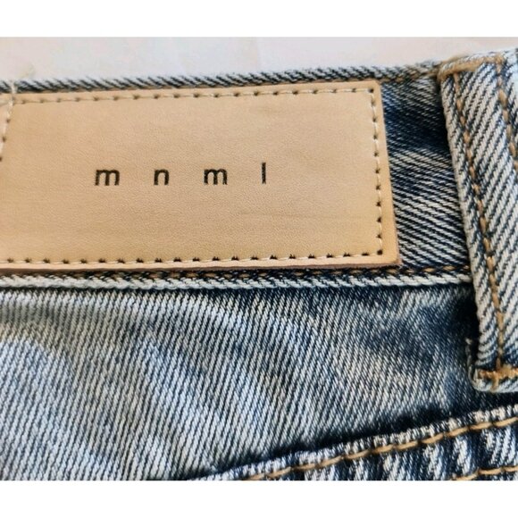 MNML  Distressed Denim Jeans Zipper Ankle Men Size 28 Blue Straight - Picture 6 of 10